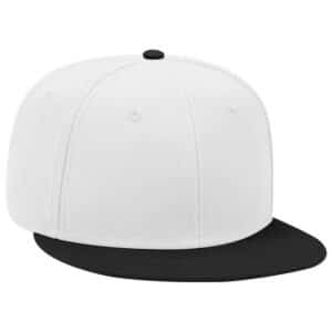 Six Panel Wool Blend Flat Cap Black White White