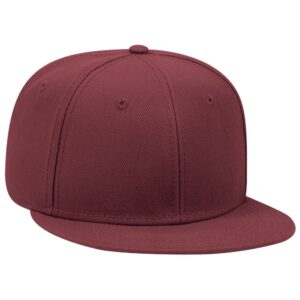 Six Panel Wool Blend Flat Cap Burgundy Maroon