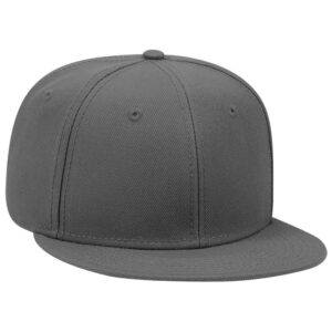 Six Panel Wool Blend Flat Cap Charcoal Grey