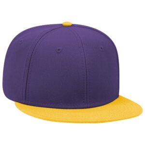 Six Panel Wool Blend Flat Cap Gold Purple Purple