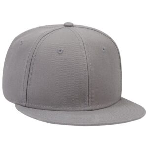 Six Panel Wool Blend Flat Cap Grey