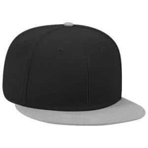 Six Panel Wool Blend Flat Cap Grey Black Black