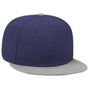 Six Panel Wool Blend Flat Cap Grey Navy Navy