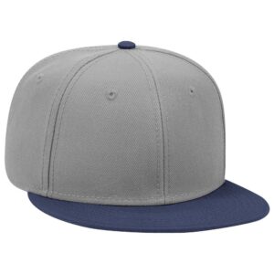 Six Panel Wool Blend Flat Cap Navy Grey Grey