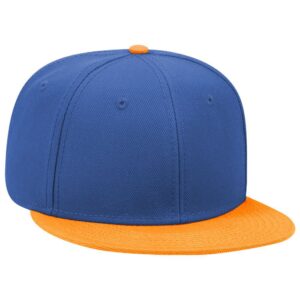 Six Panel Wool Blend Flat Cap Orange Royal Royal