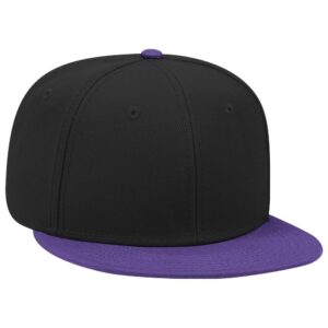 Six Panel Wool Blend Flat Cap Purple Black Black