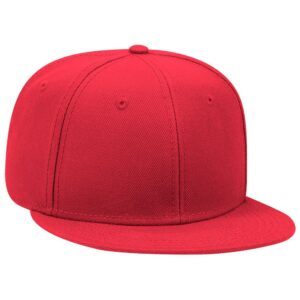 Six Panel Wool Blend Flat Cap Red