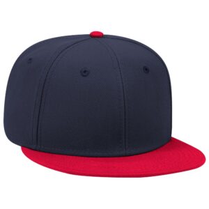Six Panel Wool Blend Flat Cap Red Navy Navy