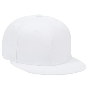 Six Panel Wool Blend Flat Cap White