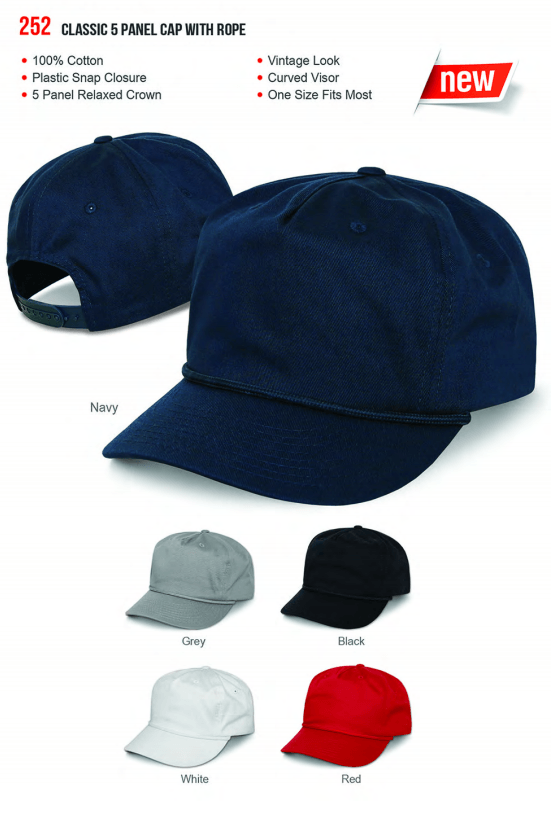 Classic 5 Panel Cap with Rope