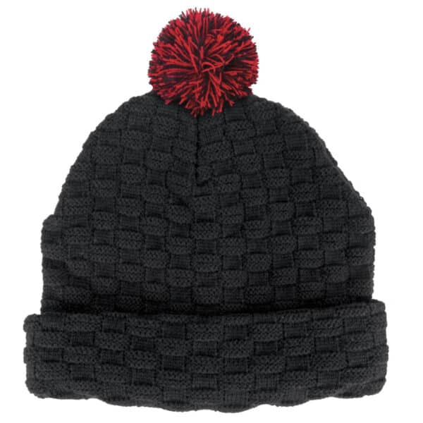 Woven Pom Pom Beanie