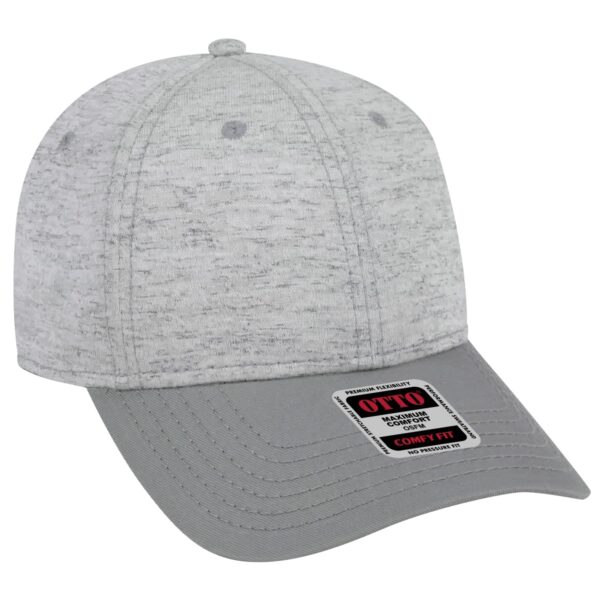 A light grey six-panel baseball cap with a curved brim and a logo on the front.