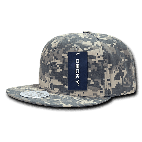 A camo-patterned 6 Panel High Pro Ripstop Snapback cap featuring a logo and a flat brim.