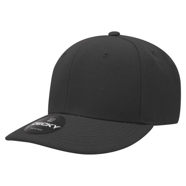 A black mid-profile baseball cap with a branding logo on the front.