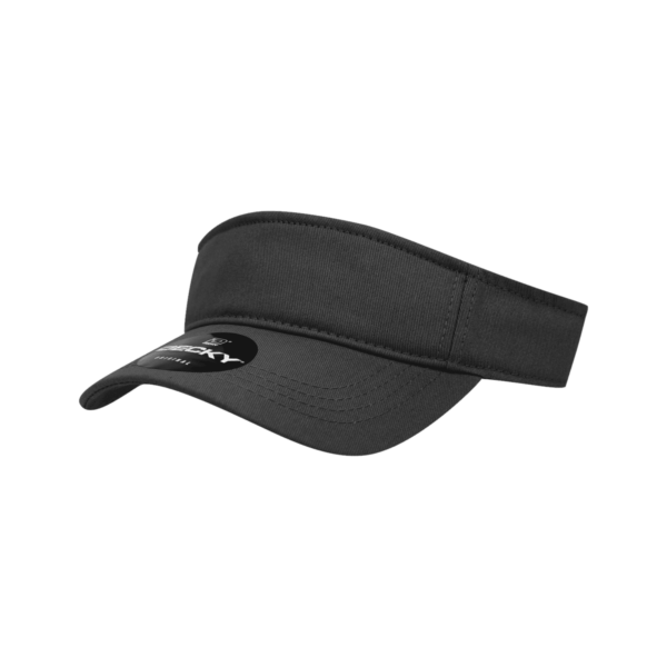 A black youth visor with a curved brim and a logo on the front.