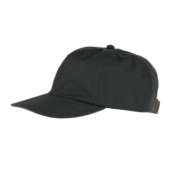 A black trucker cap featuring a curved brim and a textured fabric. Includes a logo on the back.