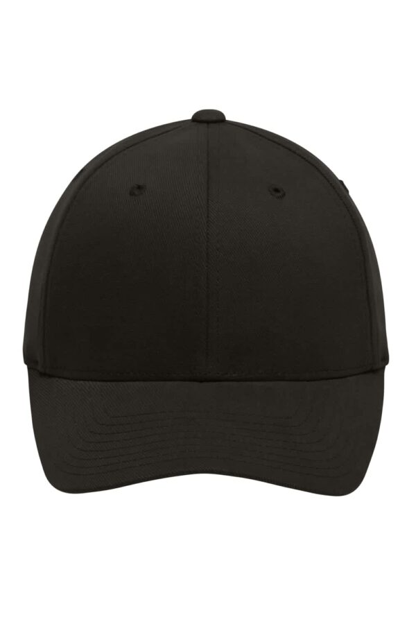 A black Original Flexfit cap with a rounded crown and a curved brim, featuring a logo on the front.