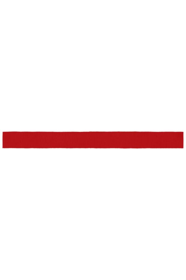 A red promotional ribbon, straight and without any text or logos, against a white background.