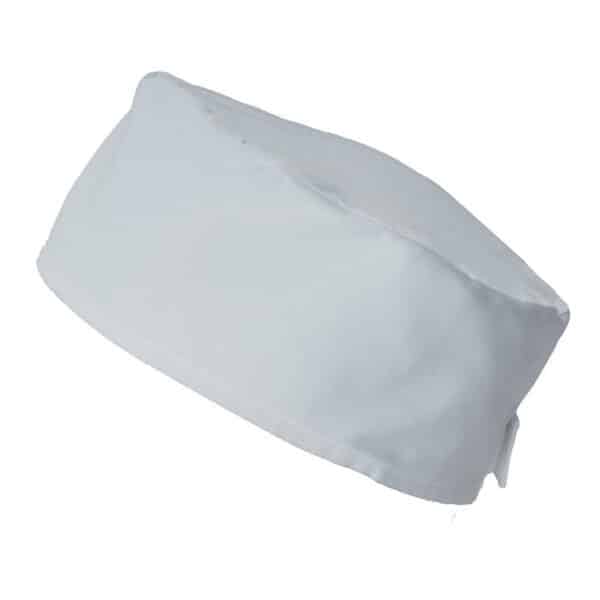 A white Tamburello hat with a rounded design, featuring a logo on the side.