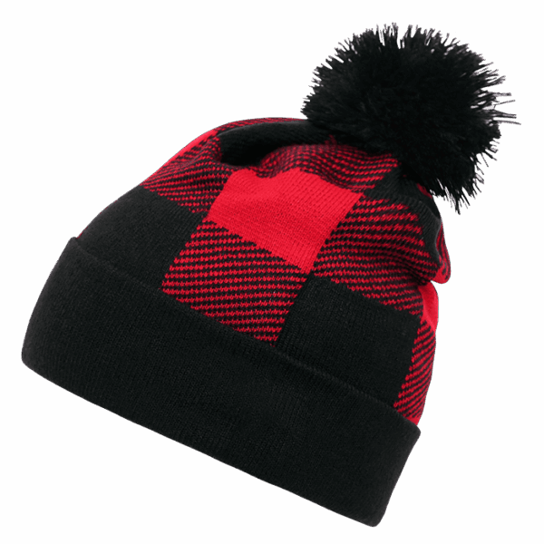 Pom Plaid Beanies C3-8028-DKY
