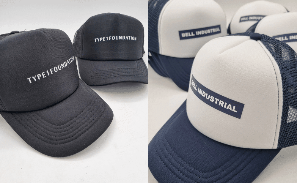Bulk promotional caps with different branding options 