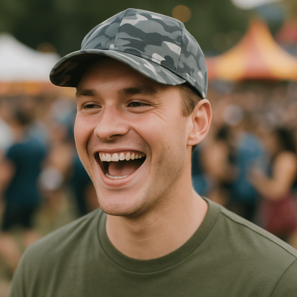 2025 cap trends | guy wearing a camo cap