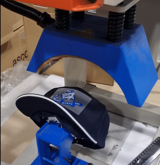 Powerprint branding process on a cap